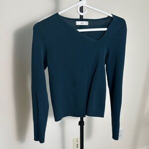 Mango Deep Teal V-Neck Blouse